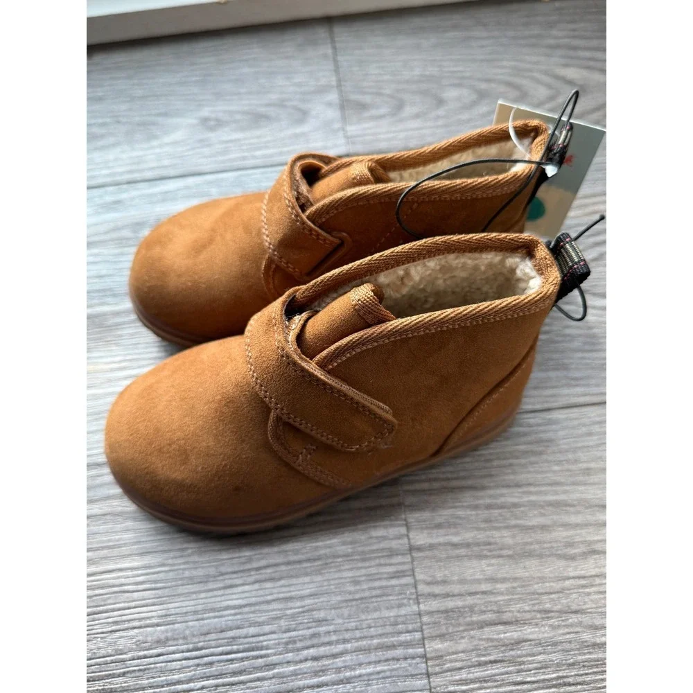 Cat & Jack Magnus Cognac Faux Suede Faux‎ Fur Lined Boots Toddler Size 8 NEW